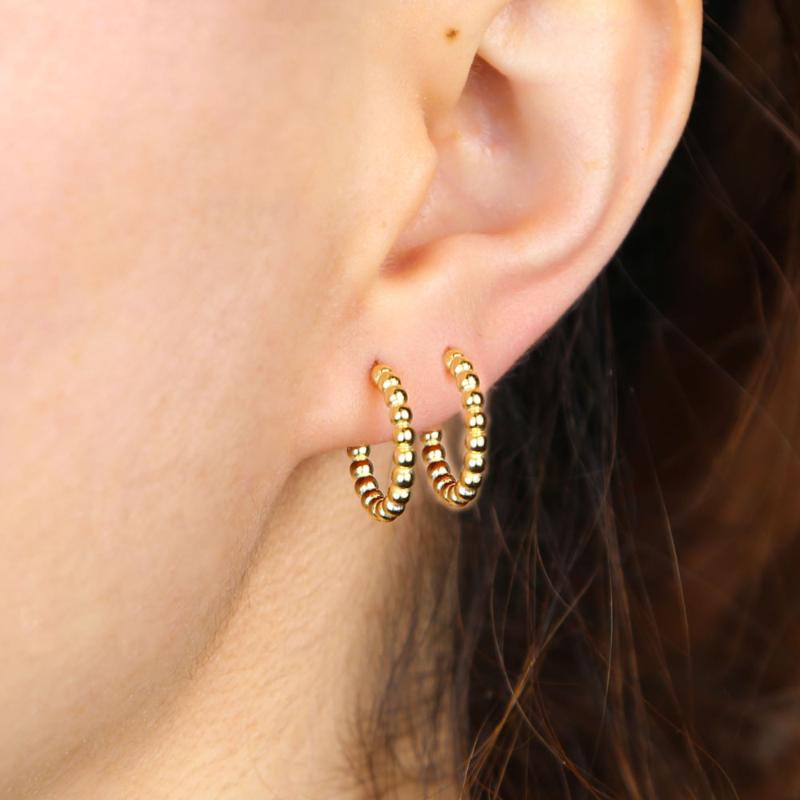 

Hoop & Huggie Wholesale 925 Silver Elegant Cute Earrings For Women Students Circle Brinco Lucky Beads Round Mini Smooth Jewelry