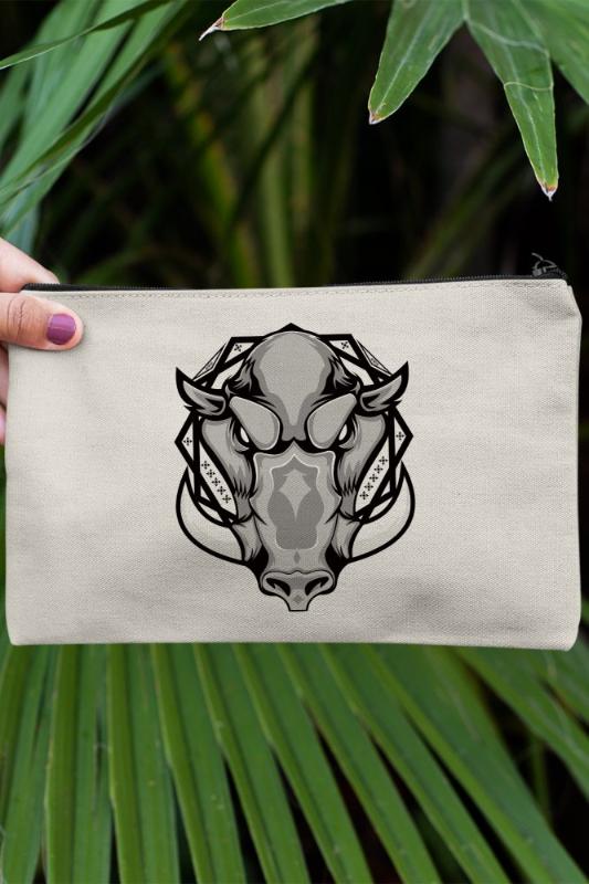 

Angemiel Clutch Mad Bull Motif Portfolio Hand Makeup Bag