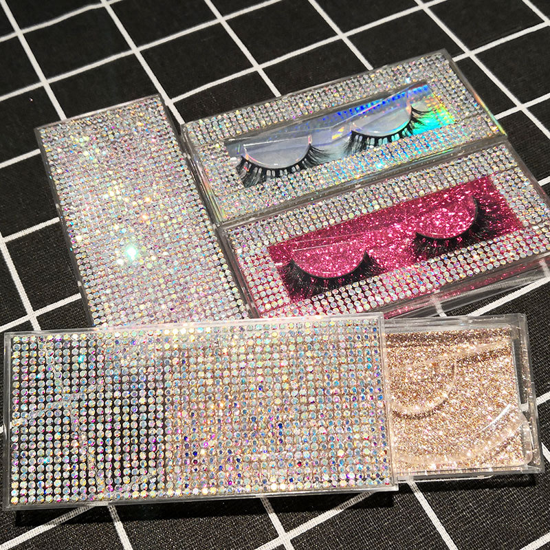 Gros diamant faux cils boîte d'emballage Faux 3d vison cils boîtes Faux Cils acrylique étui cils vide emballage