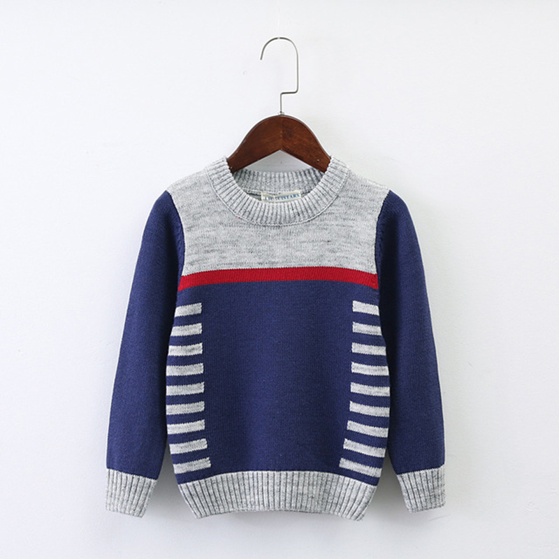 

Children Sweater Autumn Winter Casual Kids Clothing Color Patchwork Knitwear Pullover Knitting Baby Boys Sweaters, Blue