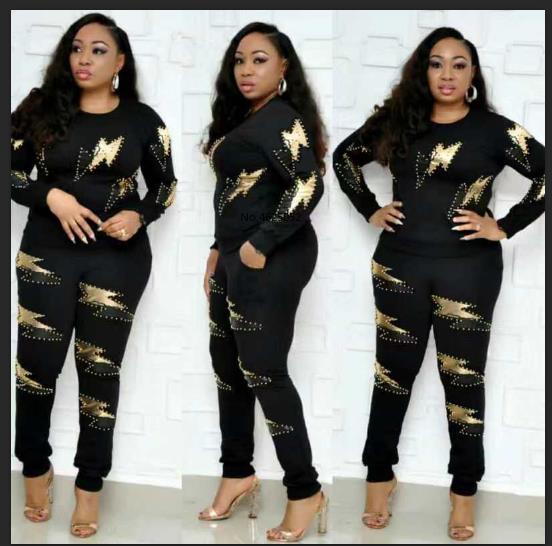 

casual big sequin 2in1 outfit fashion women black sets