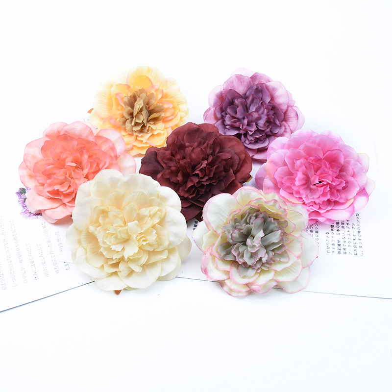 

6 Pieces 10cm Dahlia fake Peony artificial flowers head Wedding bouquet material christmas decorative flowers wall home decor