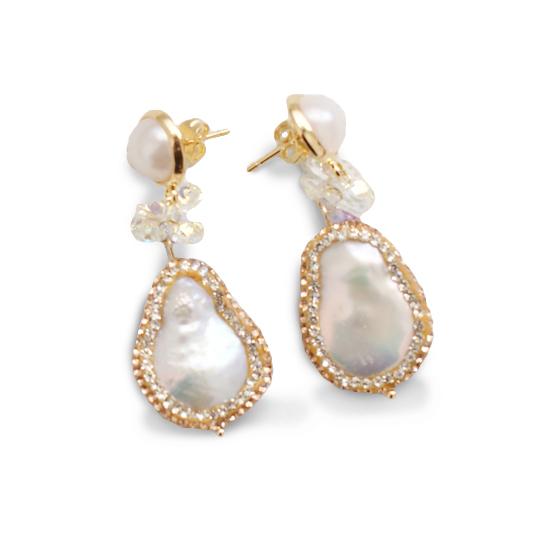 Moda Perla Barroca Natural cuelgan aretes pendientes huecos Mate