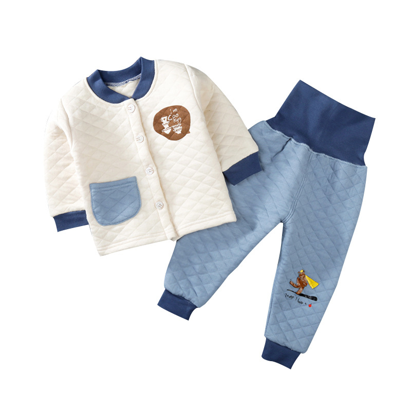 Bébé chaud Pyjama 11 couleurs bébé rayé Splice Pyjama enfants à trois couches Épaississants taille haute Vêtements de bébé Bouton enfants de nuit