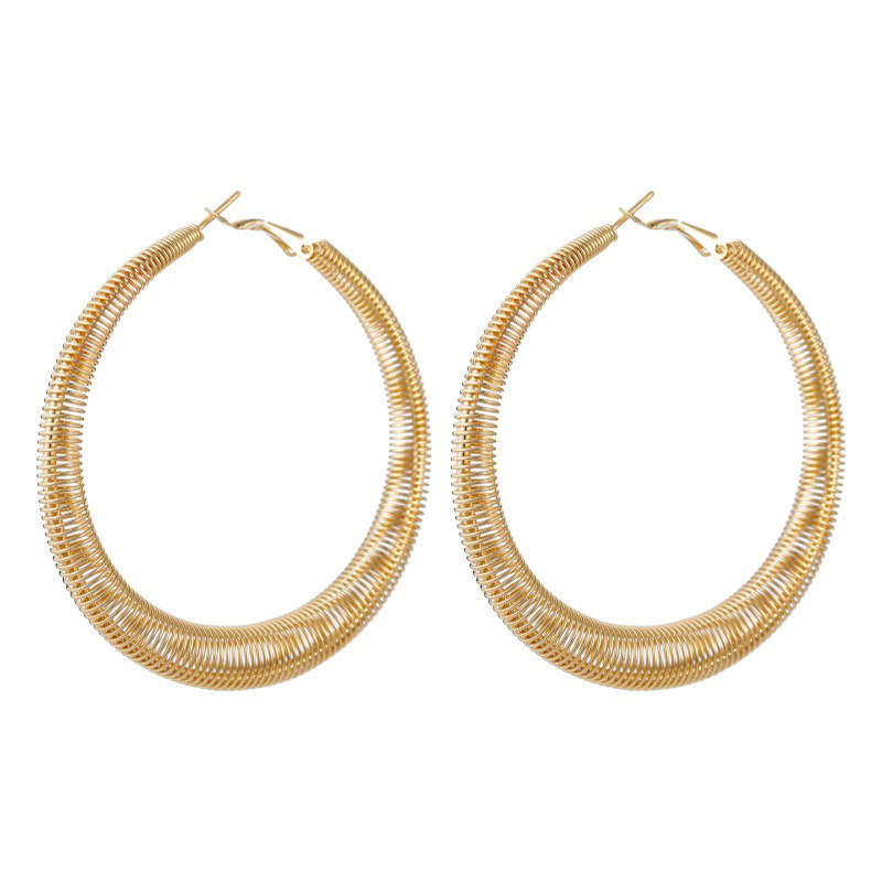 

Charm Simple Gold Color Spring Hoop Earrings For Women Fashion Exaggeration Large Circle Earring Angel Party Gift Jewelry Femme