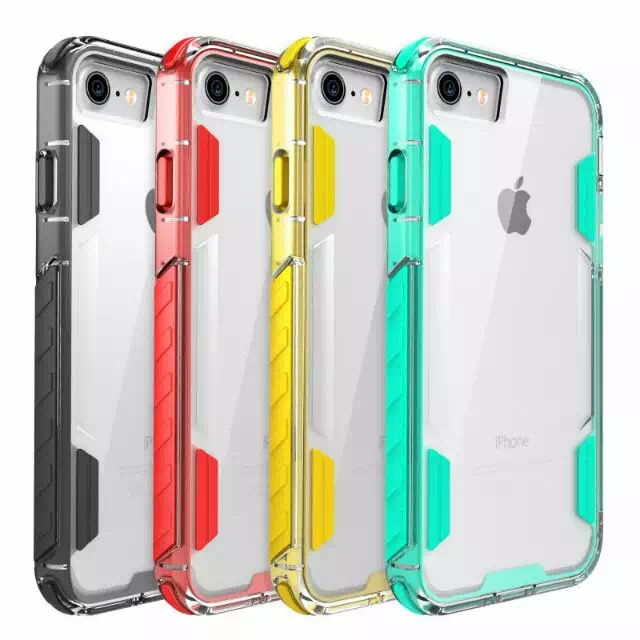 

Strong Shockproof Hybird Phone Cases For iPhone 7 X XS Apple 8 plus Anti-drop And Anti-scratch Armor Clear Acrylic Back Cover, Black