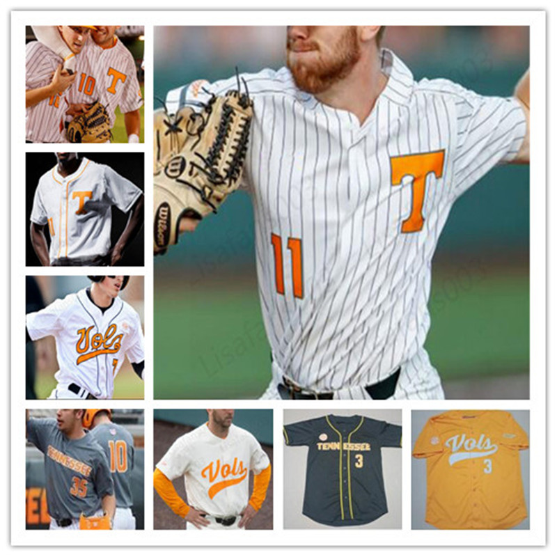 

College Baseball stitched Jersey Tennessee Volunteers Todd Helton Yan Gomes Matt Duffy Eric Gilliam Alex Sosnowski Reed Fell Mens youth, White