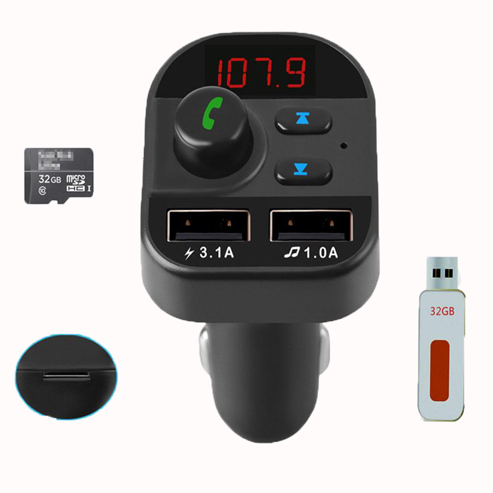 

Wireless FM Transmitter Bluetooth Car MP3 Player Car Audio Receiver Adapter support TF with 5V 3.1A Fast USB car Charger