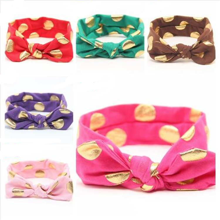

Baby gilding dot Headband New arrive infant boy girl solid color head wear 12colors for choose Hair Accessories with Bowknot 0-4T DHL FJ354, #1~#12(remarks color code to pick)