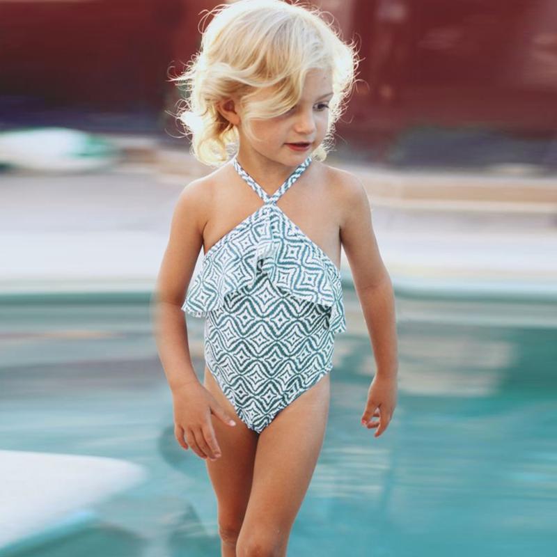 

Toddler Baby Girls One Piece Swimsuit Geometry Ruffle Swimwear Bathing Suit Infant swimwear Separate Girls swimsuit X