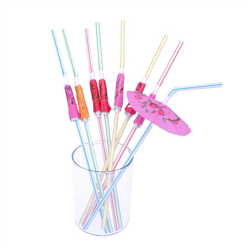 

25Pcs/pack Mixed Color Bendable Umbrella Cocktail Drinking Straws for Party Wedding Bar Club Catering Pub