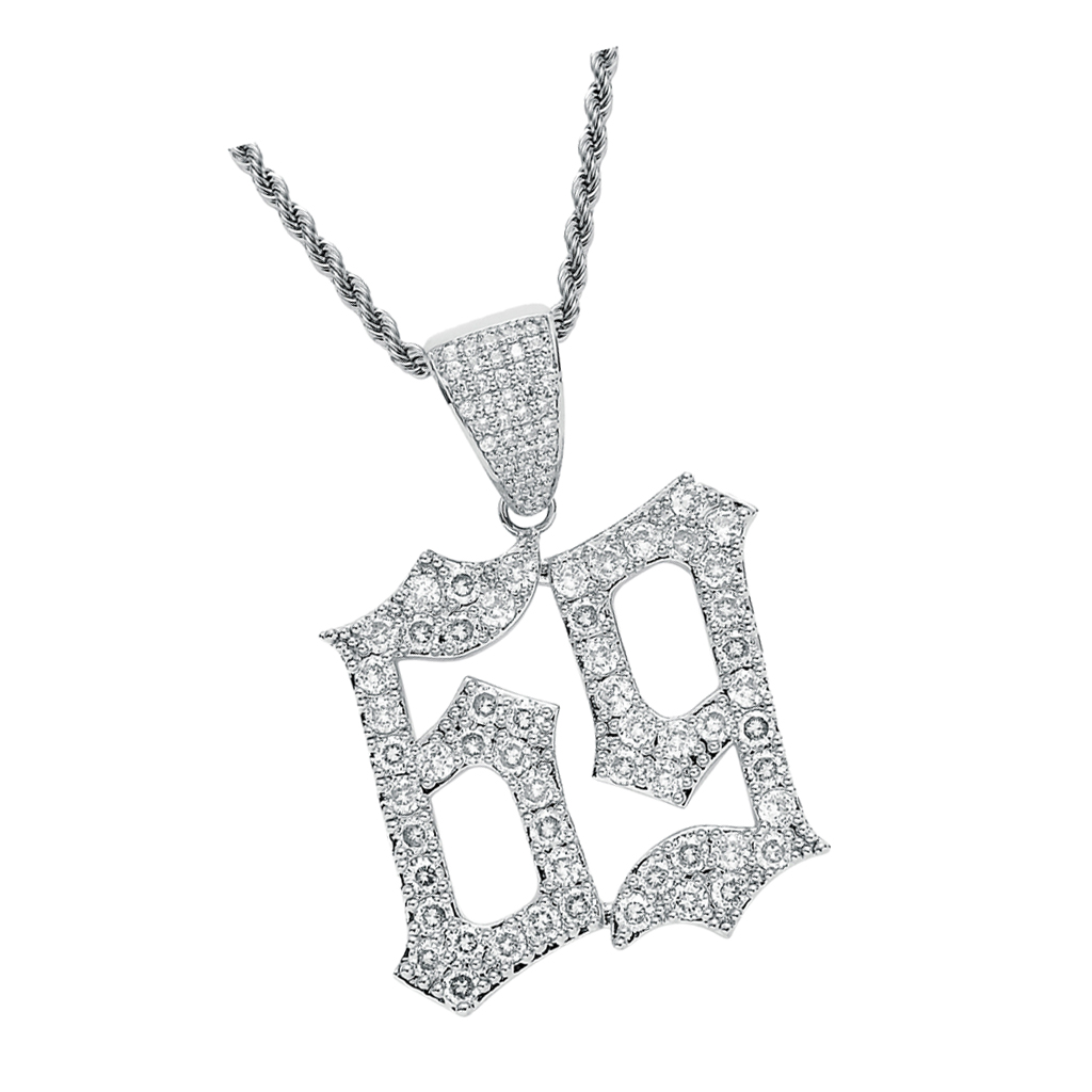 

Hip Hop Accessory Zircon Popular Creative Number 69 Pendant Necklace American Style