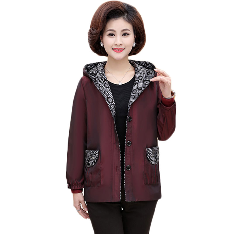 

New Middle-Aged Women Windbreaker Spring Autumn Jacket Coat Long-Sleeved Plus Size 5XL Casual Outerwear Female Tops Overcoat 201, Dark green