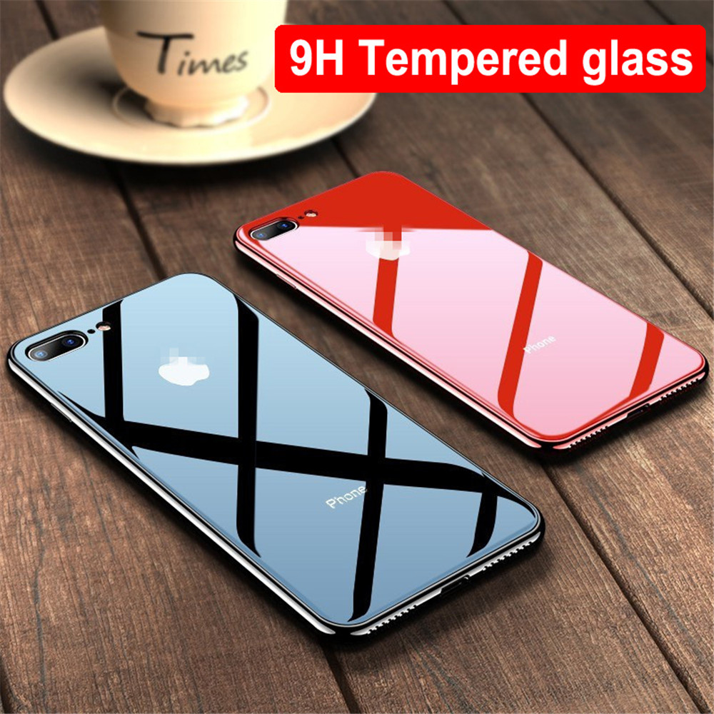 

For iPhone X XS MAX XR 9H Luxury Hybrid Electroplated Tempered Glass Phone Case For iPhone 8 7 6S Plus Back Protection Cover