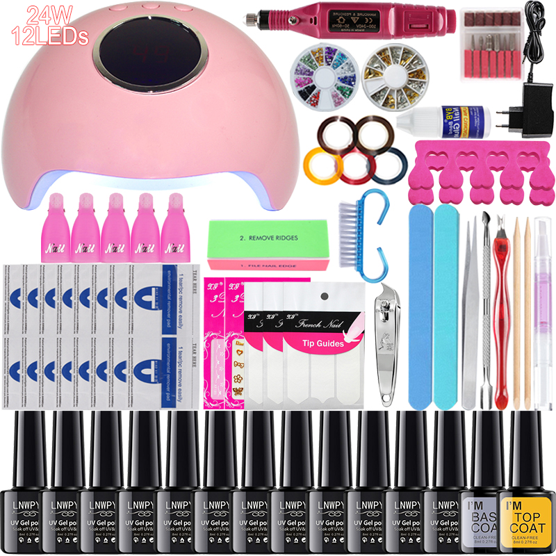 

Nail Set for Manicure Nail Extension UV Gel Manicure Kit 10 Colors Gel Polish Base Top Coat Kits Builder Set