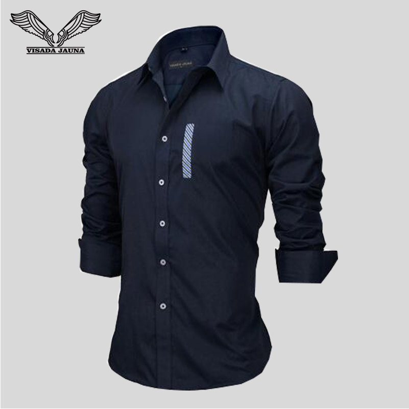 

DA JAUNA Men Shirt 2017 New Arrival Europe Size Solid Color Business Casual Brand Clothing Long Sleeve Slim Fit Dress N140, White