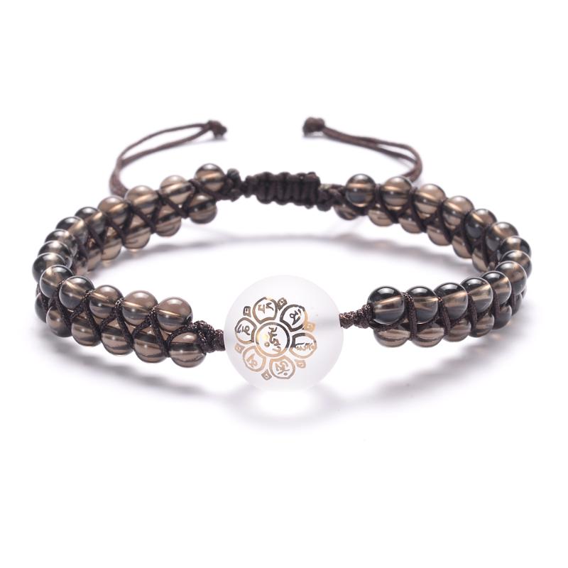 

Beaded, Strands Obsidian Stones 7 Chakra Symbol Yoga Bracelets Meditation Handmade Beaded Bangles