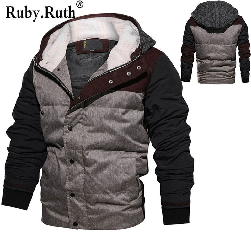 

Winter Men' Jackets Warm Parkas Thick Fleece Coat Cotton Hooded Coats Mens Brand Clothing EU Size, Grey