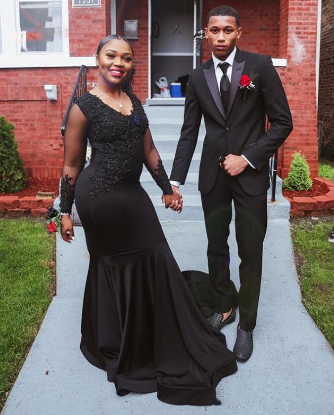 

African Nigerian Plus Size Mermaid Evening Dresses V Neck Lace Applique Long Sleeves Prom Dress Formal Dress Evening Gowns Abendkleider, Daffodil