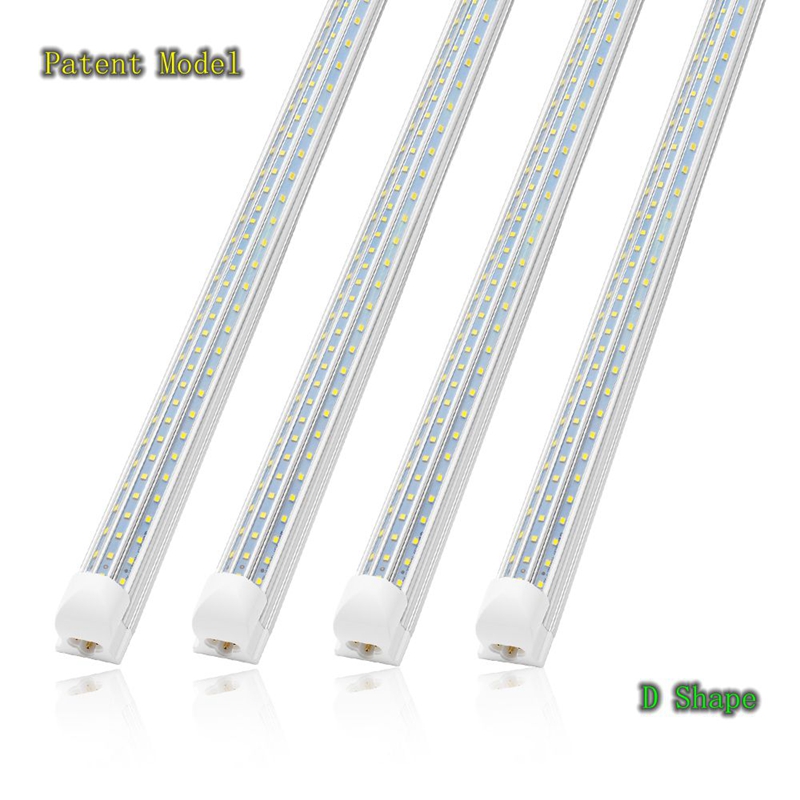 

D-Shaped 8ft 120W LED Tubes 3000K 4000K 6000K T8 Integrated Led Shop Lights 3 Sides Led Ceiling fixture New Design