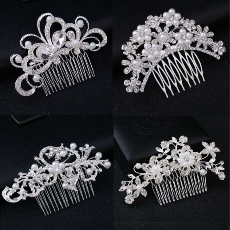 

New Silver Color Rhinestone Flower Leaf Bridal Hair Comb for Girls Crystal Hair Ornaments Jewelry Wedding Hair Accessories, Slivery;golden