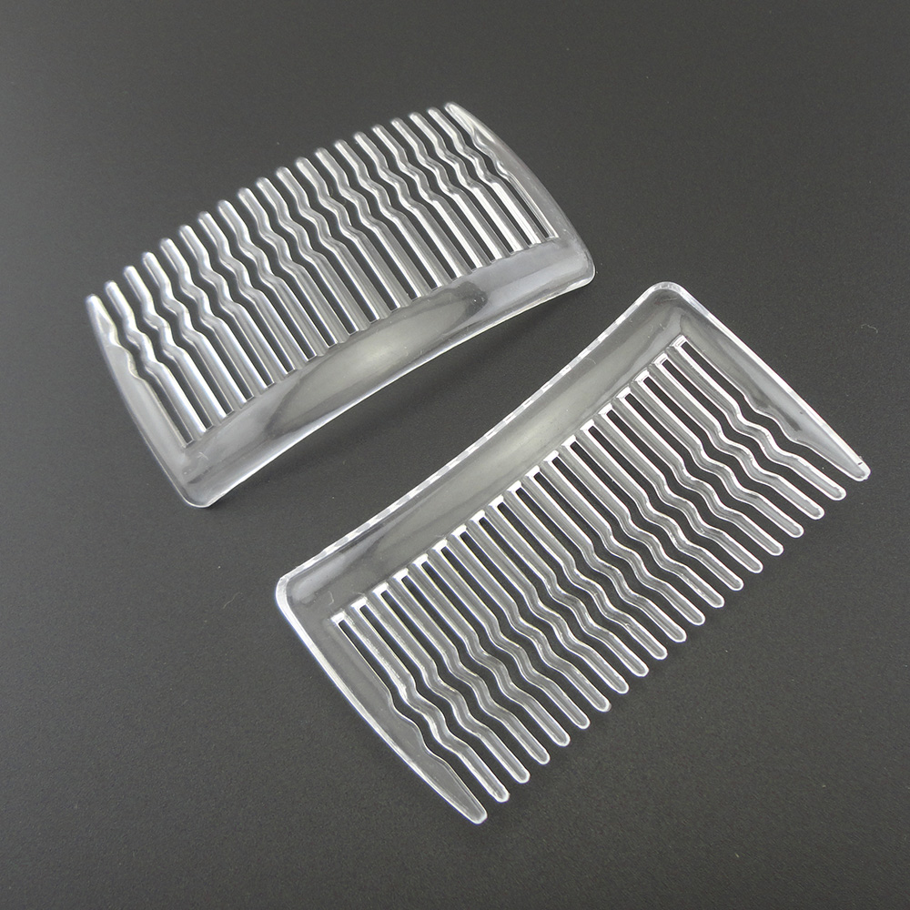 20PCS 4.3cm*7.6cm 20teeth Big Clear Plain Plastic Hair Combs with waved teeth for DIY hair accessories-image-428174819