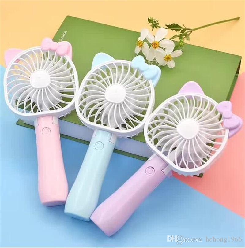 Color : 03 Air Cooler Handheld Portable USB Fan Simple Cute Cartoon Cooling Electric Fan Outdoor Night Colorful Light Fans