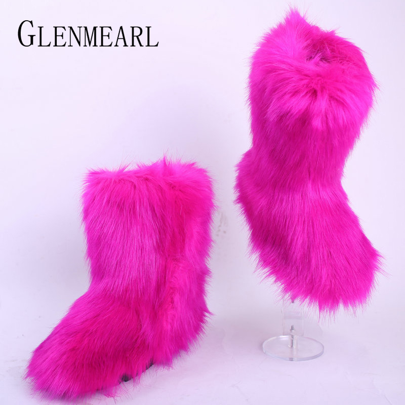 

Boots Fur Shoes Women Snow Winter Warm Faux Woman Ankle Platform Round Toe Home Plus Size Boats Mujer 2021, B-3 boots