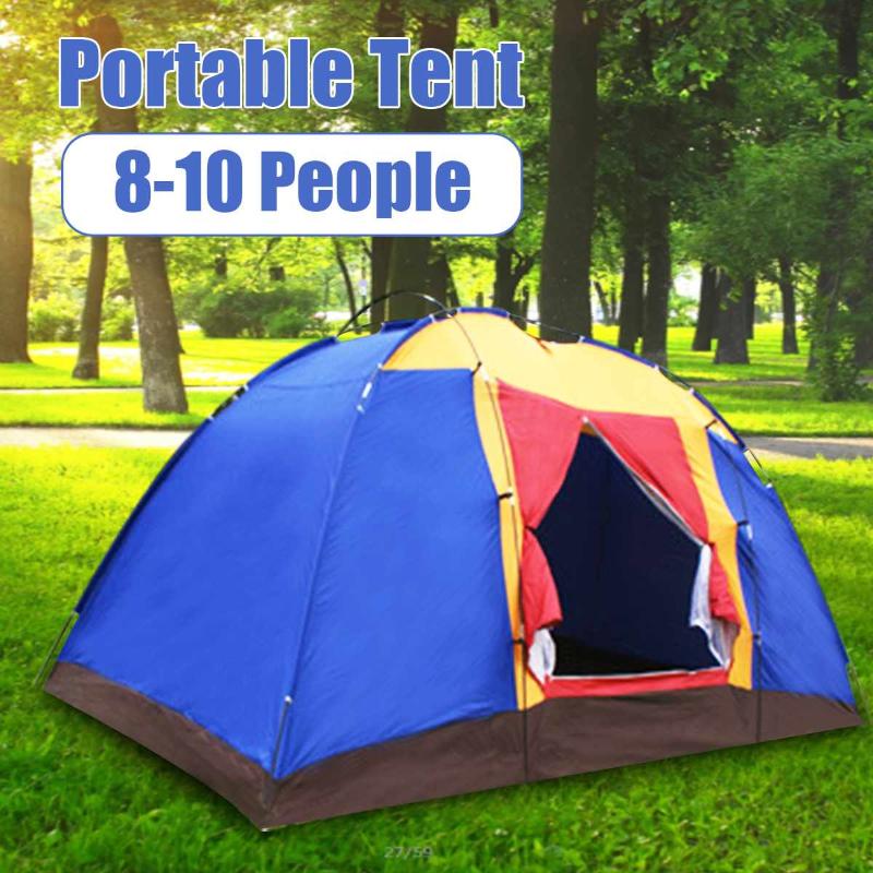

8-10 Persons Portable Camping Tent Travel Outdoor Hiking Waterproof Windprood Anti-UV Family Large Foldable Tent