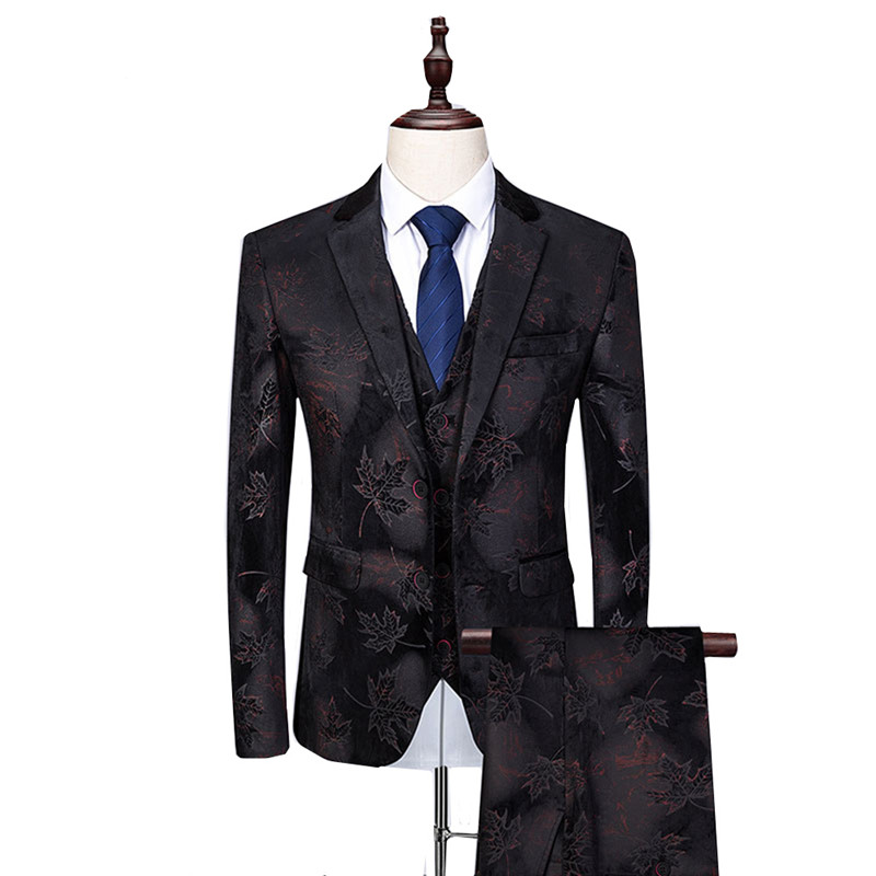 

2020 Flower Color Host Dress Suits Fashion Party Dresses Men's Slim Fit Business Male Wedding tuxedo Suit Full Size M-6XL, Black