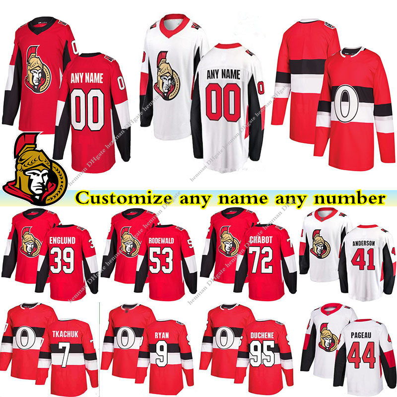 

Ottawa Senators jerseys 7 TKACHUK 41 ANDERSON 9 RYAN 39 ENGLUND 65 KARLSSON 95 DUCHENE custom any number any name hockey jersey, Black;red