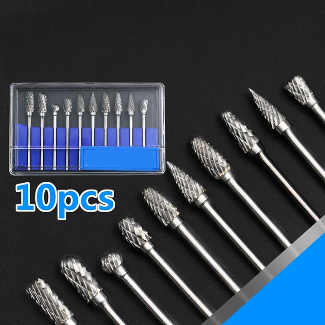 10PC pour Dremel bavures Set Tungsten Carbide Engraving Milling Cutter Rotatif