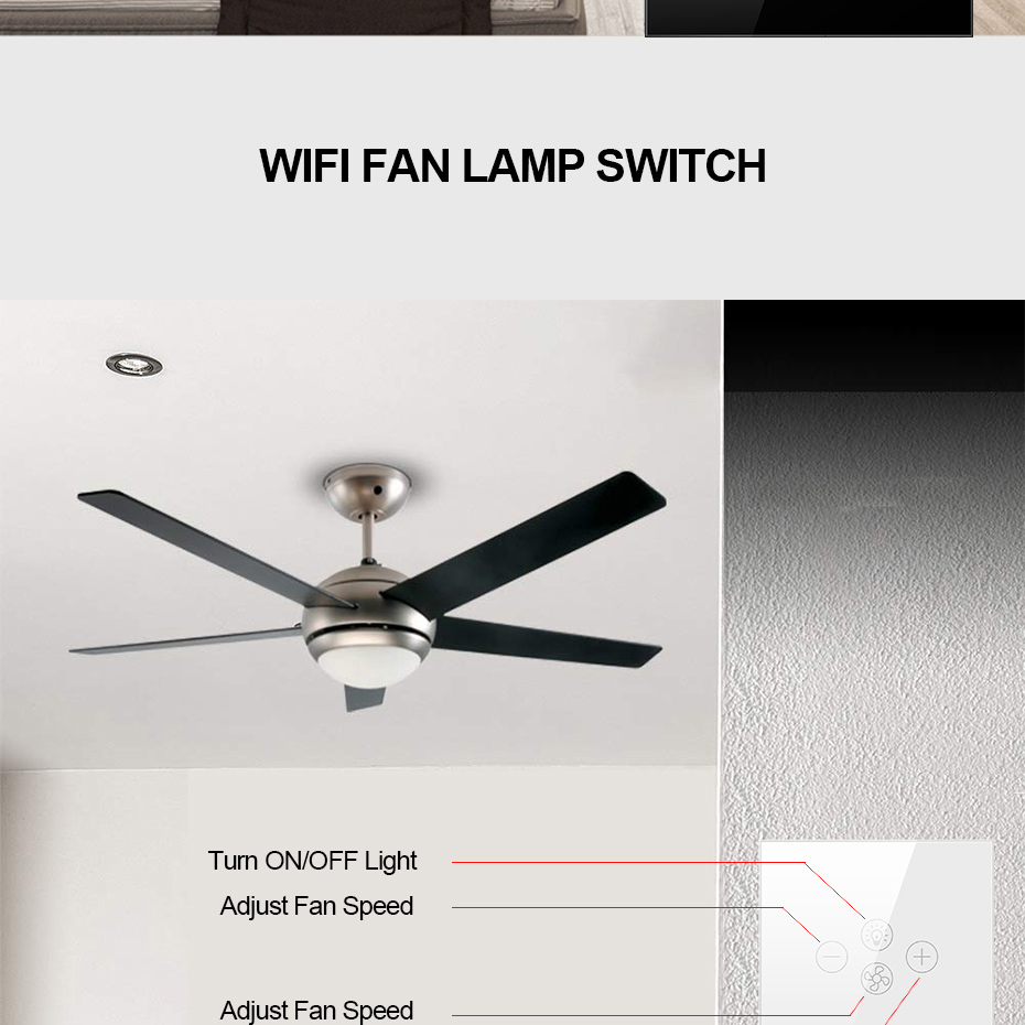 Avatto Tuya Wifi Fan Light Switch Smart Ceiling Fan Lamp Switch With Various Speed Voice Controlled By Alexa Google Home Wireless Home Security
