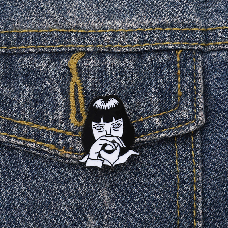 

Girl Crying Skeleton Brooch Enamel Pin Black White Lapel Pins And Brooches Punk Jewelry Gift For Friend