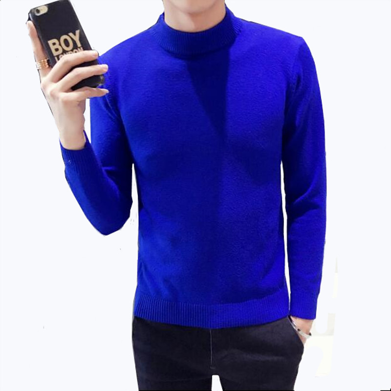 

Men's Knit Sweater Solid Color Half Turtleneck Autumn and Winter Simple 7 Color Slim Pullover / Cotton Warm High Quality Sweater, Orange