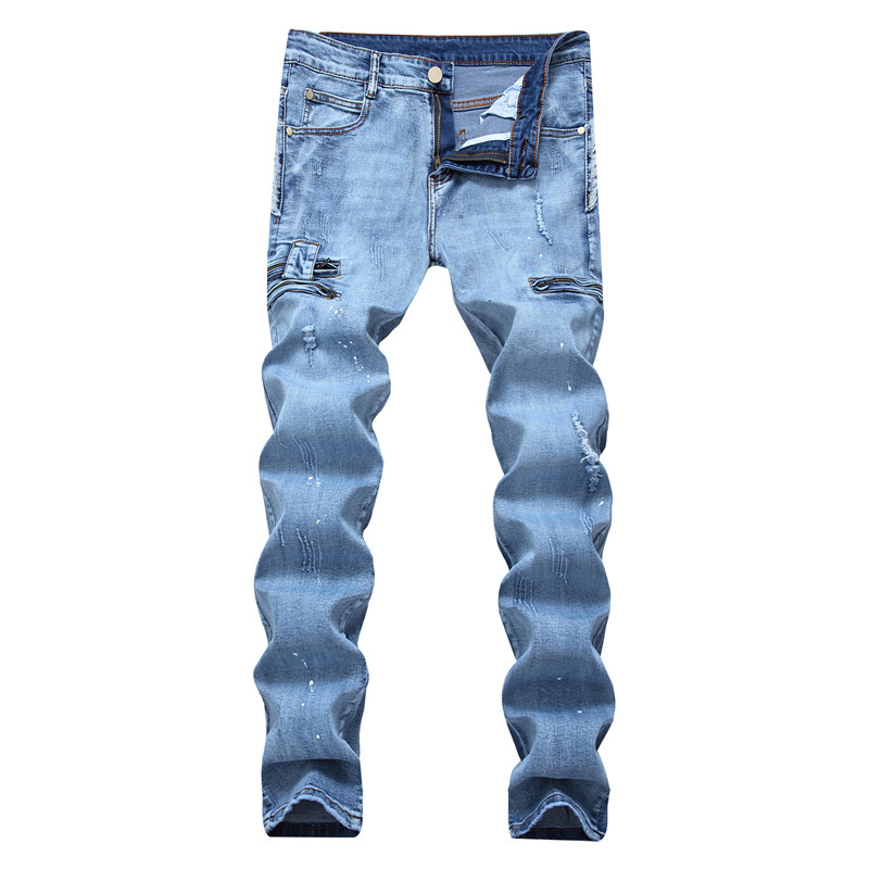 

Men's Jeans Mens Fashion 3D Personality Slim Fit Pants Classic Denim Designer Trousers Casual Straight Elasticity, Blue