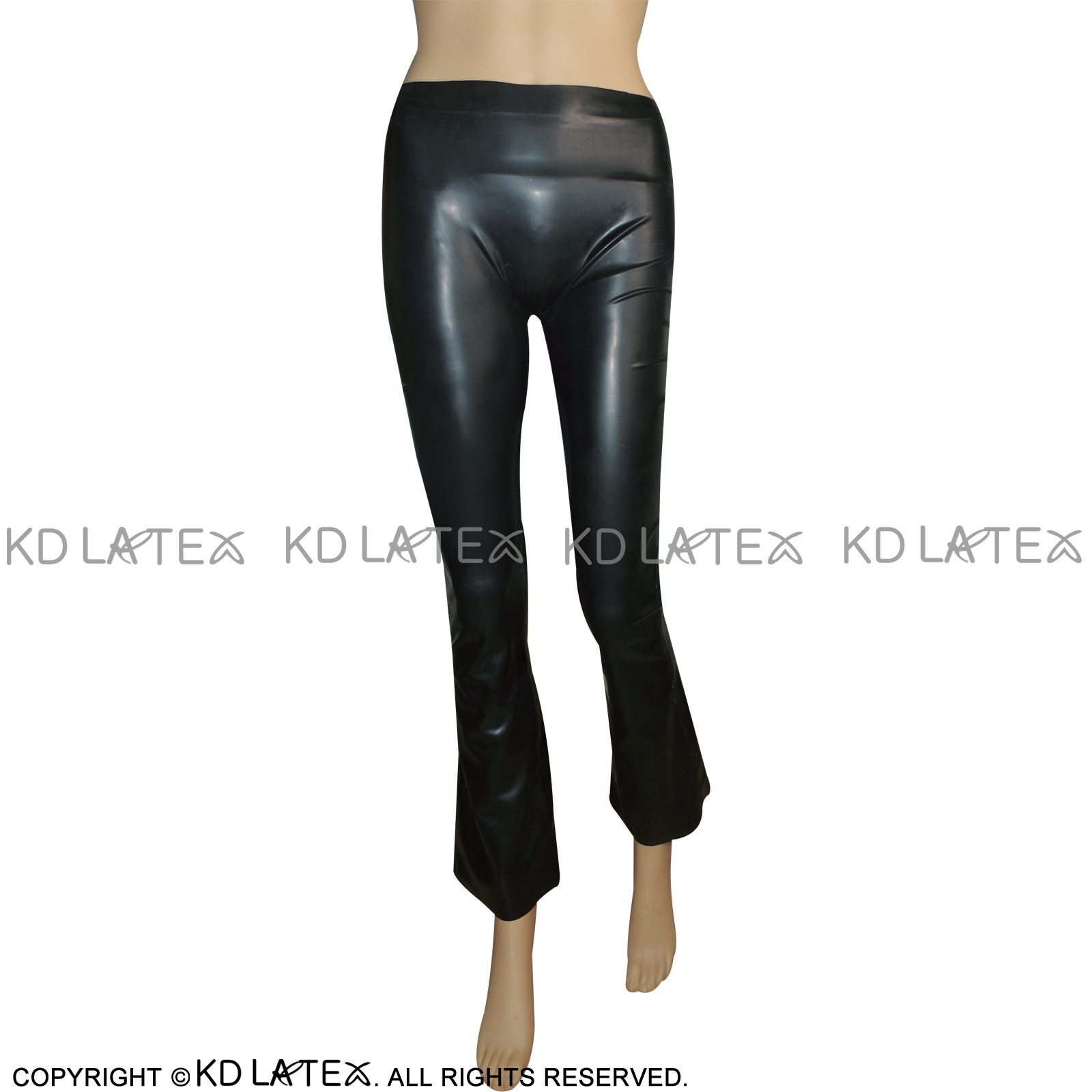 Black Sexy Latex Leggings With Flared Legs Rubber Bell Bottom Pants Trousers Plus Size 0021-image-405126228