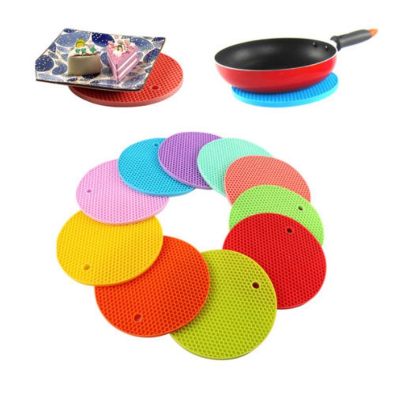 

Round Heat Resistant Silicone Mat Drink Cup Coasters Non-slip Pot Holder Table Placemat Kitchen Accessories