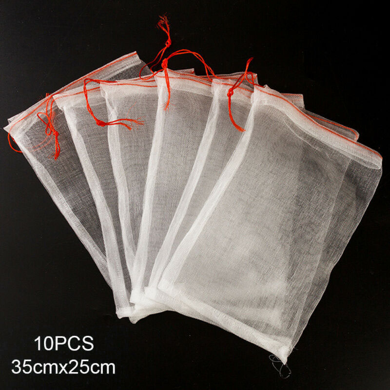 

10x/lot Fruit Mesh Bags Reusable Drawstring Grocery Vegetable Storage 4size