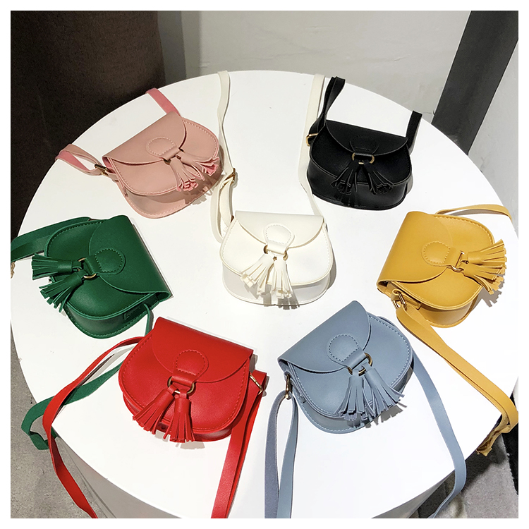 

7 Color Girls INS tassels PU Bags 2018 New Children fashion Single shoulder aslant coin purse Bags wallet A-730, Same as picture