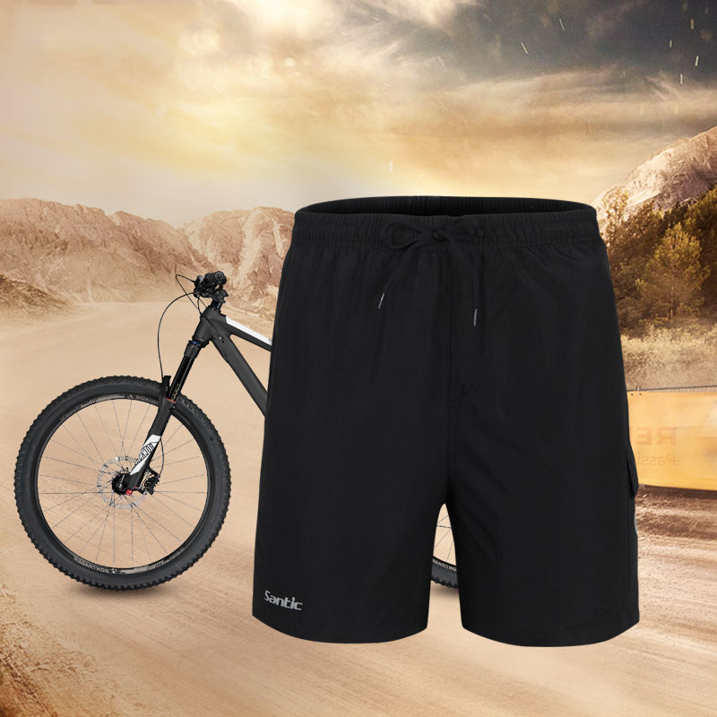 

Santic Men Summer Black Cycling Shorts Loose Fit Coolmax 3D Padded Drawcord Design Quick Dry Breathable S-4XL Shorts C05003