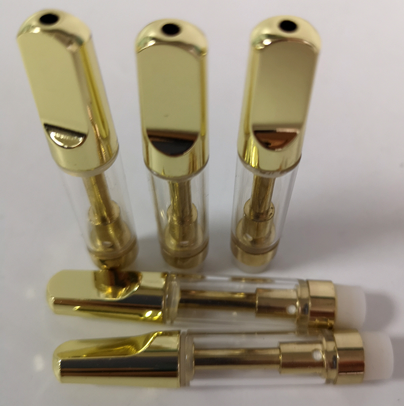 

0.5ml 0.8ml 1.0ml Vape Cartridges Ceramic Coil Glass Atomizer Gold Empty Vaporizer Pen 510 Carts 2.0mm Thick Oil Holes PVC tube Cartridge Packaging