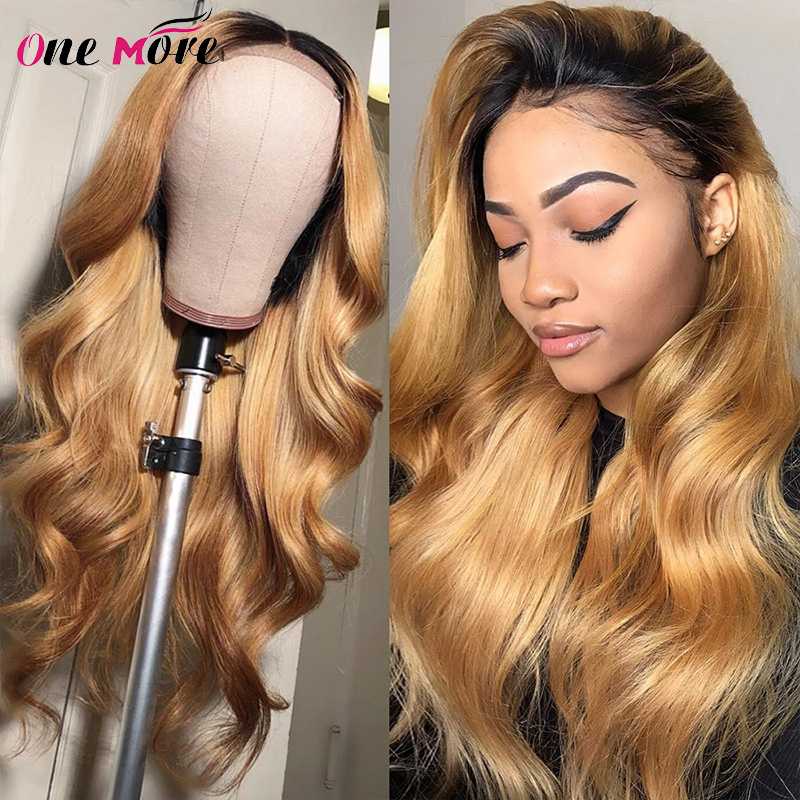 

Ombre Body Wave Wigs 13x4 Lace Front Human Hair Wig Pre Plucked With Baby Hair Brazilian Remy Human Wig 4/27 Honey Blonde, T1b/27