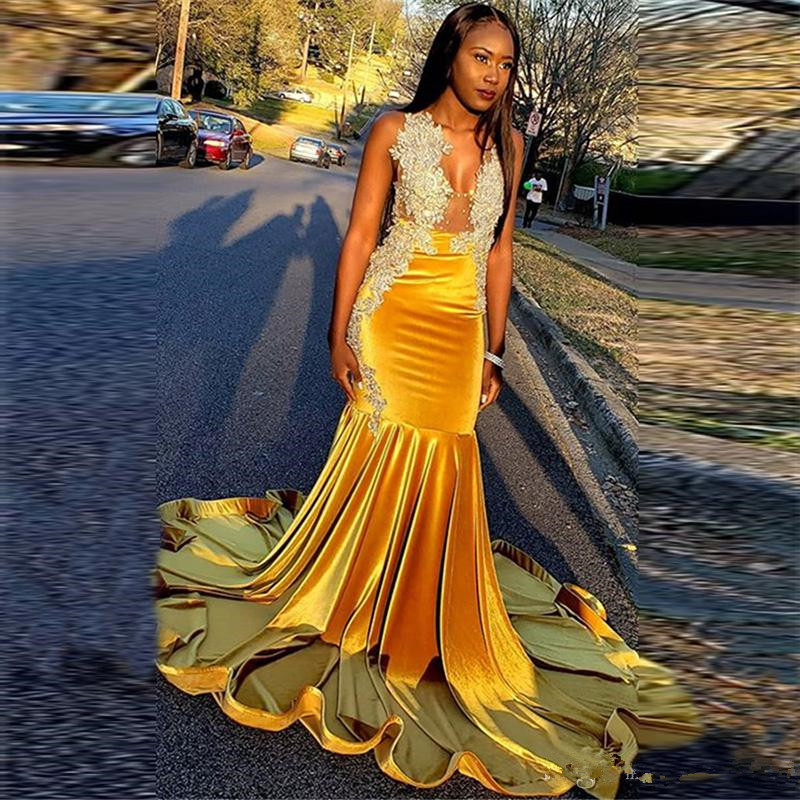 yellow velvet gown