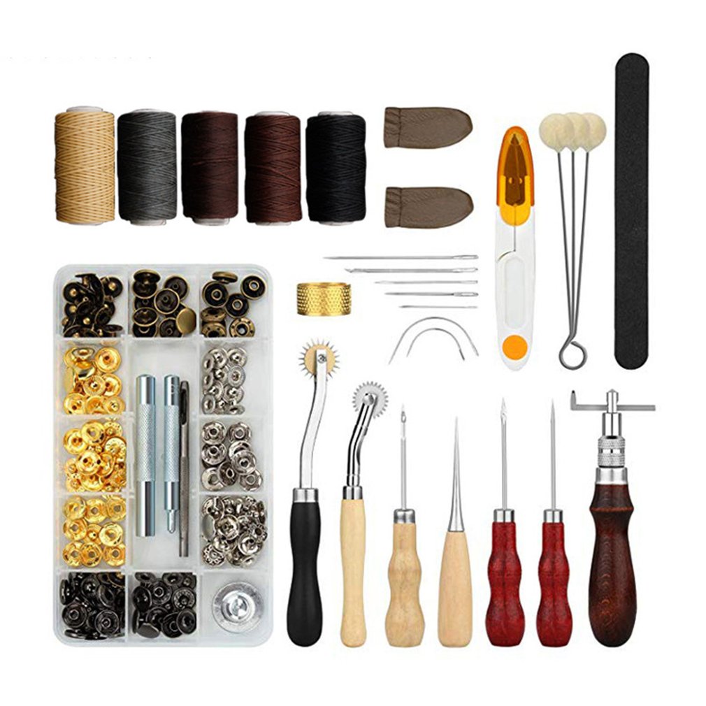 

28PCS Leather Craft Tools Kit Carving Work Punch Saddle Stitching Sewing Leathercraft Accessories for DIY Hand Leather Working