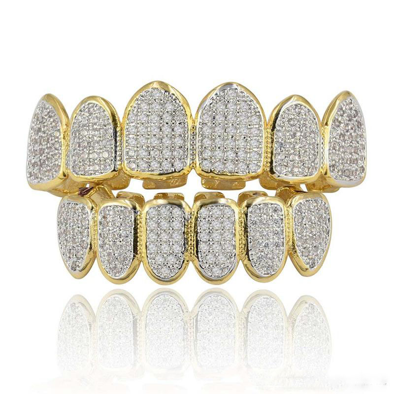 

New Baguette Set Teeth Grillz Top & Bottom Silver Color Grills Dental Mouth Hip Hop Fashion Jewelry Rapper Jewelry, Black