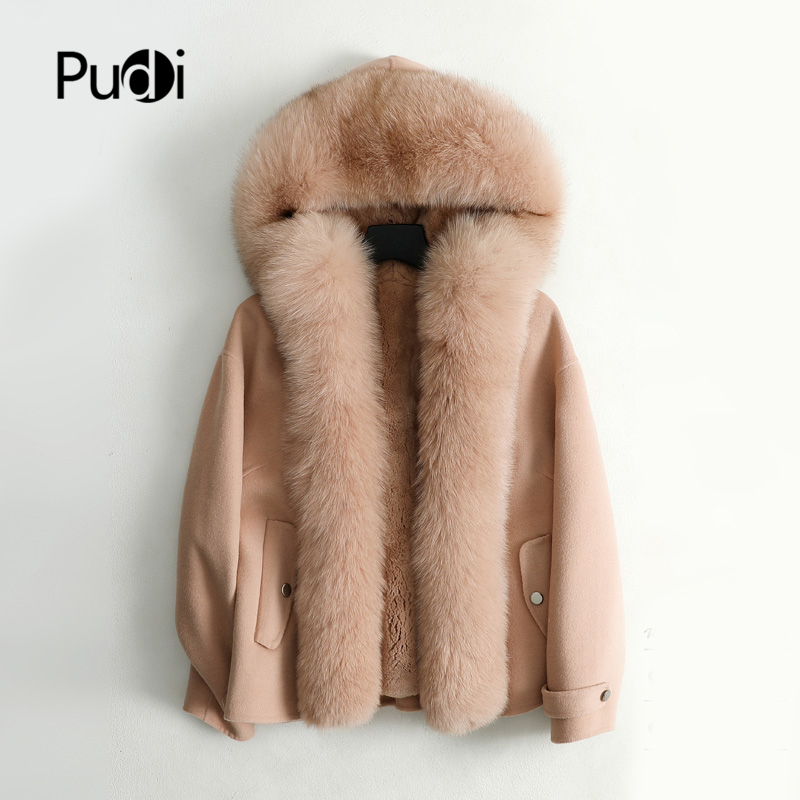 

Women Fall Winter new real collar coat jacket fur liner female girl natural fur coats jackets overcoat ZY126, Khaki