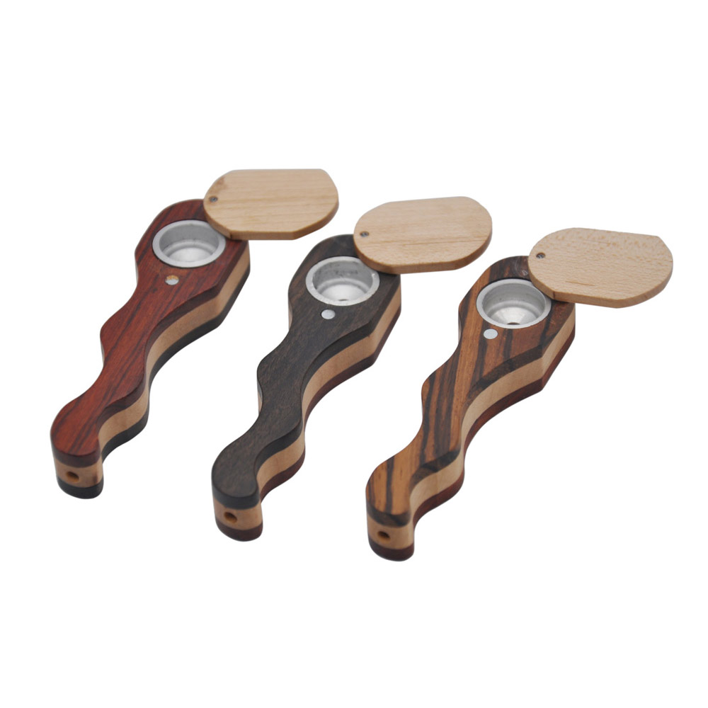 

Novelty Smoking Pipe Wooden Pipe With Removable Lid Portable Mix Color Tobacco Hand Pipe Wood Smoking Accessory