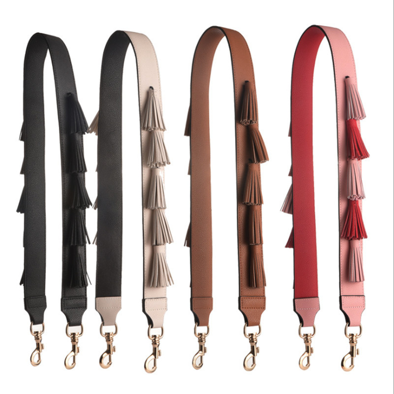 

2020 New Cow Leather Women Bag Strap For Ladies Handbags Handle Fashion Tassel Design Shoulder Strap Chic Bag Belts
