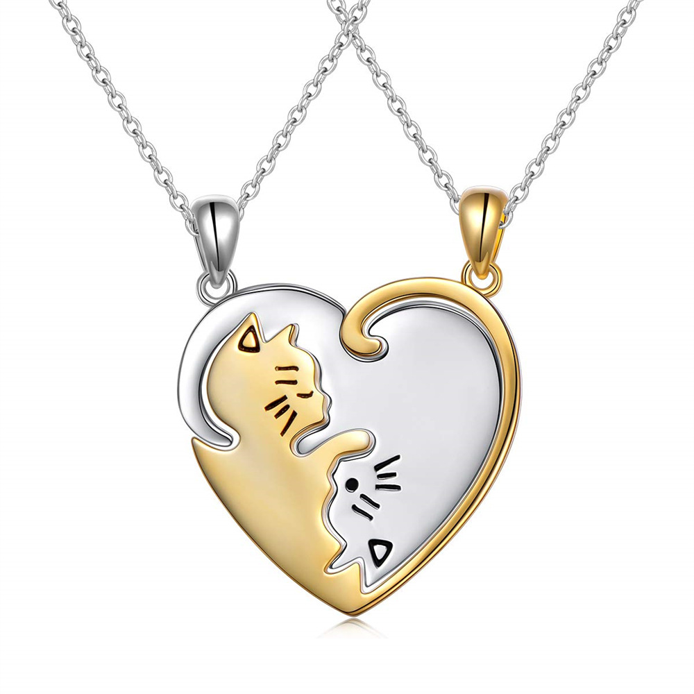 JDX Unique Heart Shaped Necklace Jewelry.Cute Dog//Cat Animal Paw Print Pendant Necklace.